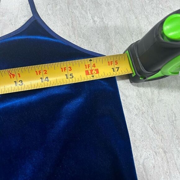 Vintage California Miss Blue Crushed Velvet Sleeveless Midi Dress Size Small - Picture 11 of 13